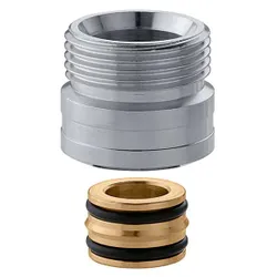 Draadovergangsstuk, messing verchroomd, 23 p .1,5 M  x  3/4" M, Caleffi 383